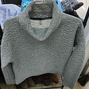 Calvin Klein Light Gray Quilted Women's Turtleneck Sweater